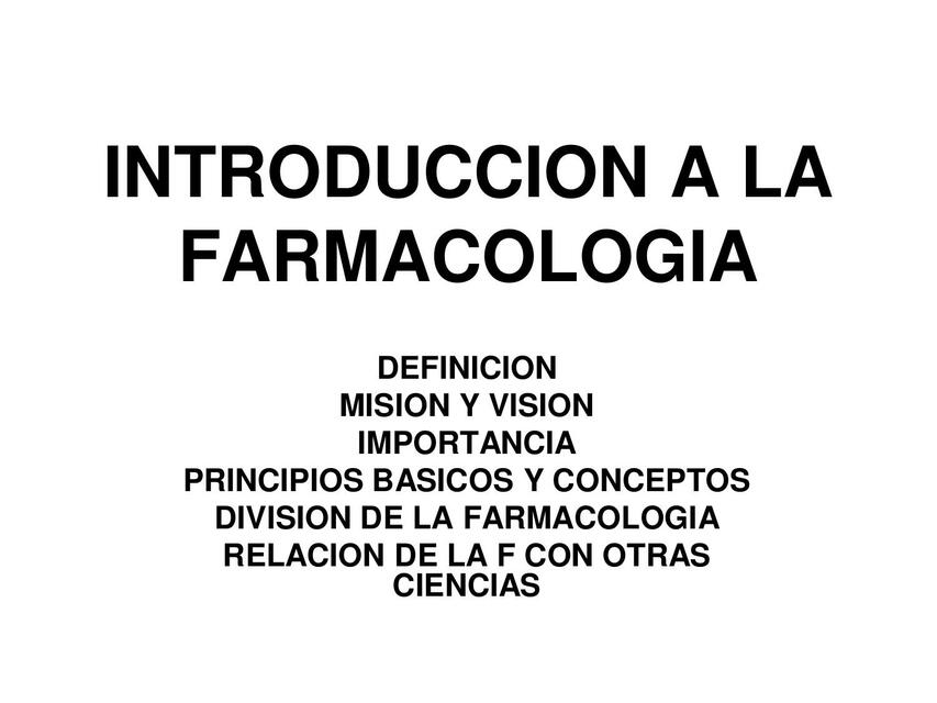 Introducción a la farmacología 