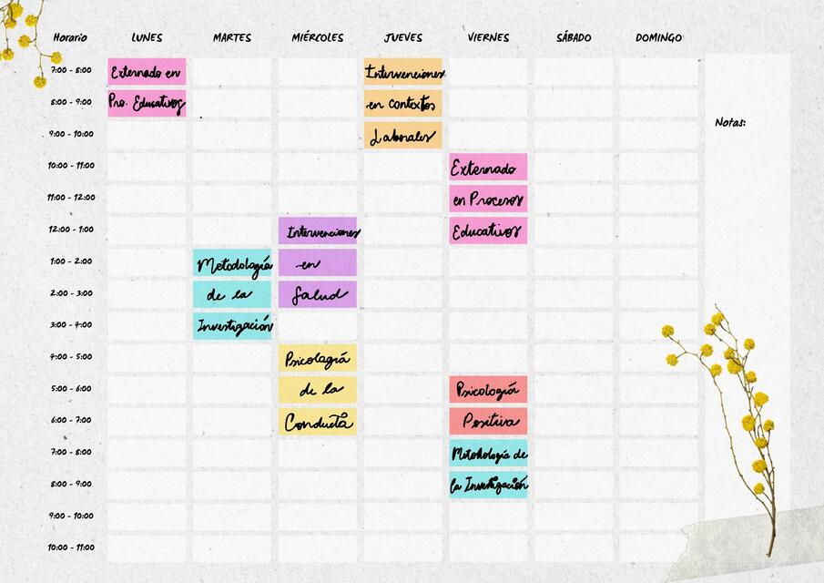 Horario de clase papeles beige pdf