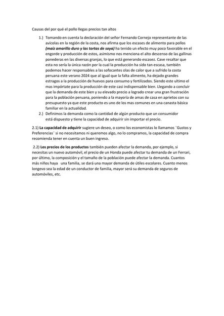 Causas del por qué el pollo llegas precios tan altos