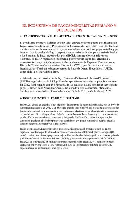 EL ECOSISTEMA DE PAGOS MINORISTAS PERUANO Y SUS DESAFÍOS