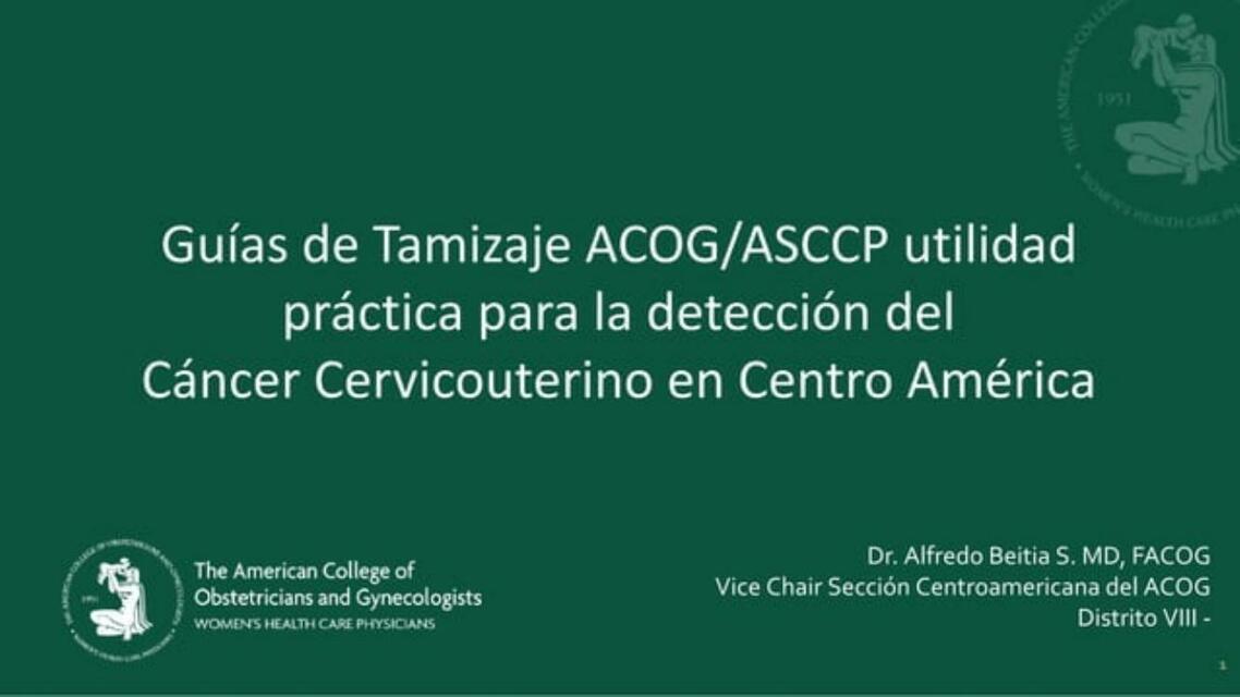 Guias de Tamizaje de Ca CU ACOG ASCCP