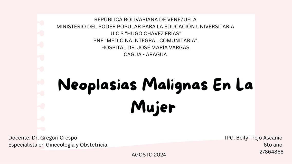 Neoplasias Malignas En La Mujer