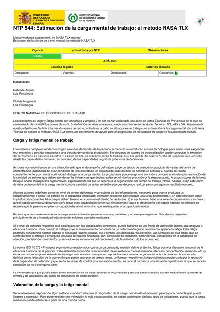 NTP 544 Estimacion de la carga mental de trabajo e