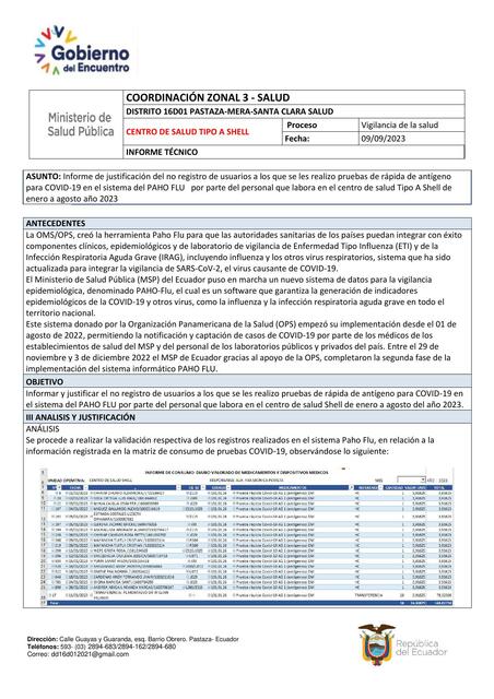 INF JUSTIFICACION NO REGISTRO EN EL PAHO FLU CS SH