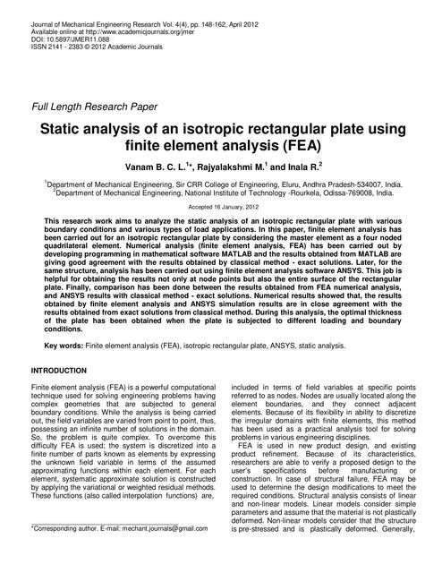 article Vanam et al matriz de rigidez plate