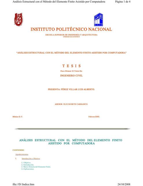 269 ANALISIS ESTRUCTURAL CON EL METODO DEL ELEMENT