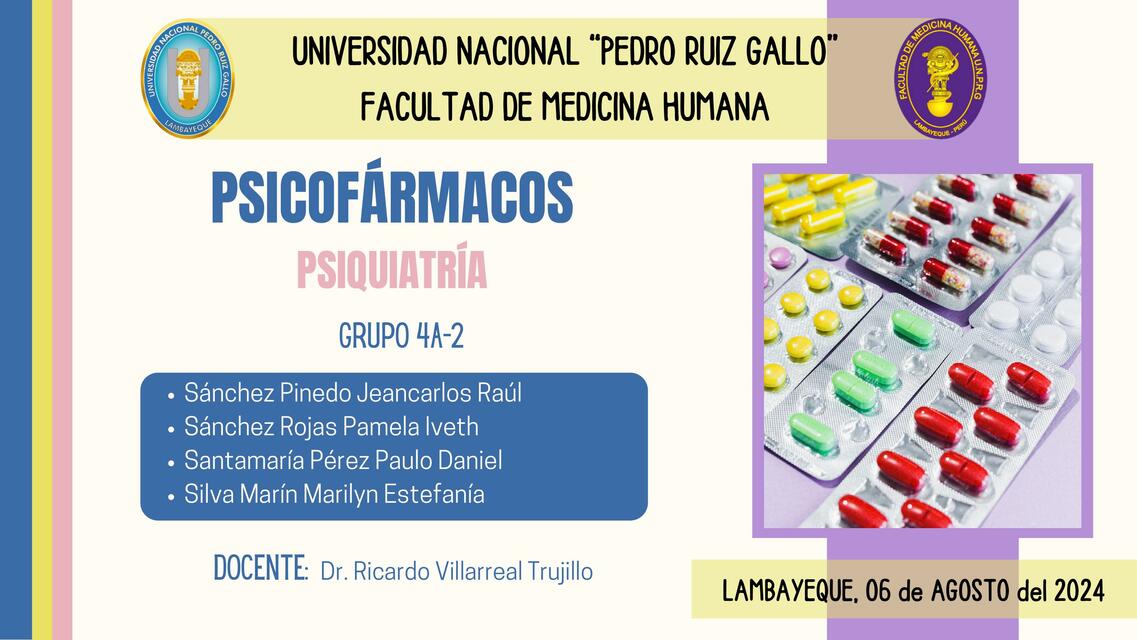 PSIQUIATRÍA PSICOFÁRMACOS GRUPO 4A 2