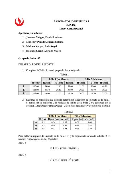 Reporte del laboratorio N 09 de Física I Asíncrono