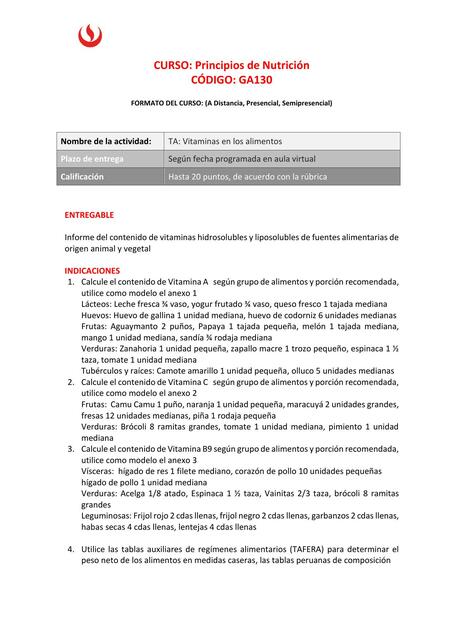 Guia de actividad Vitaminas en los alimentos