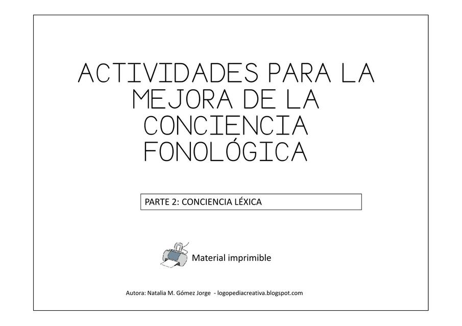 ACTIVIDADES PARA LA MEJORA DE LA CONCIENCIA FONOLO