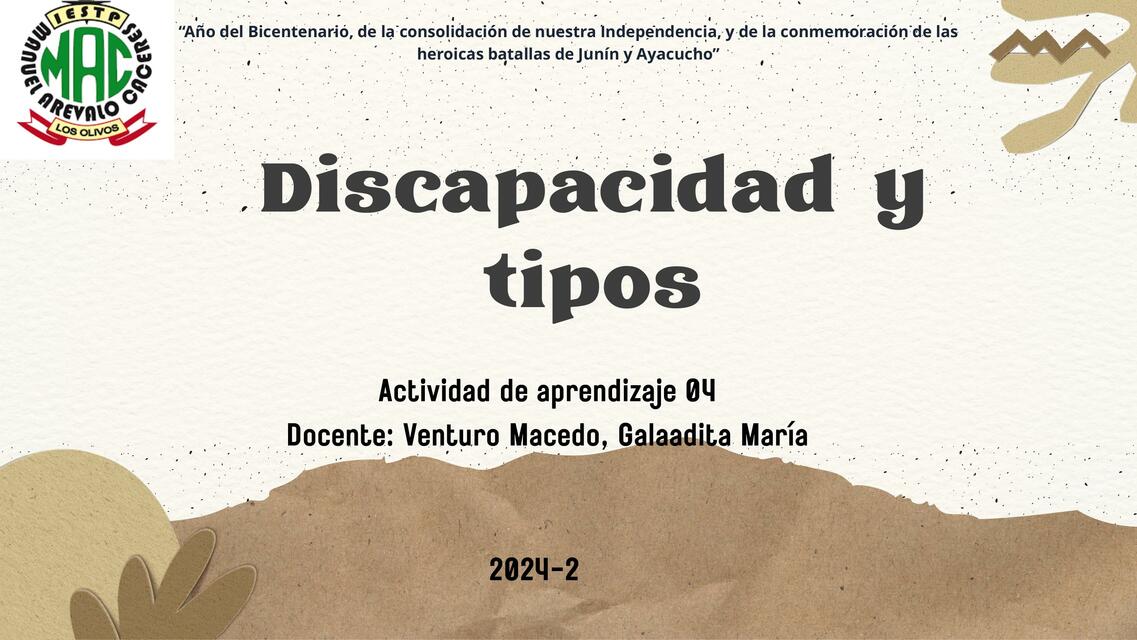 DISCAPACIDAD Y TIPOS