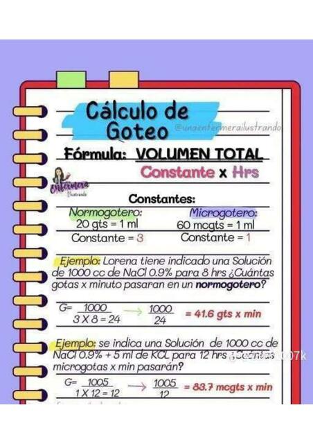 Ejemplo de cálculo de goteo