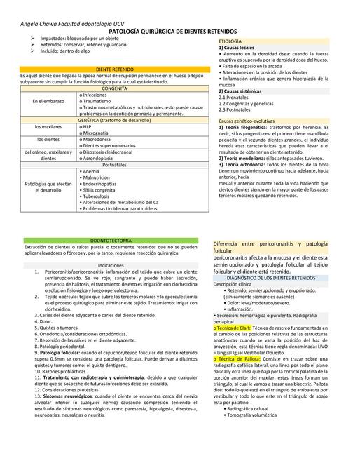 PATOLOGÍA QUIRÚRGICA DE DIENTES RETENIDOS 1