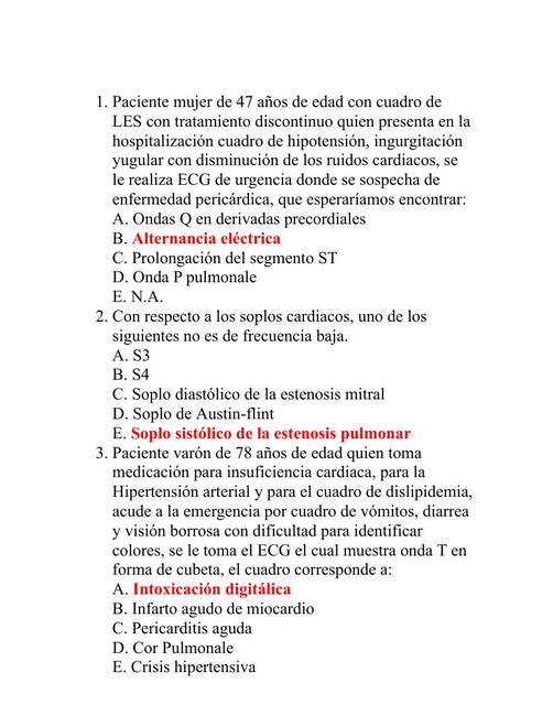 CARDIOLOGÍA PREGUNTAS