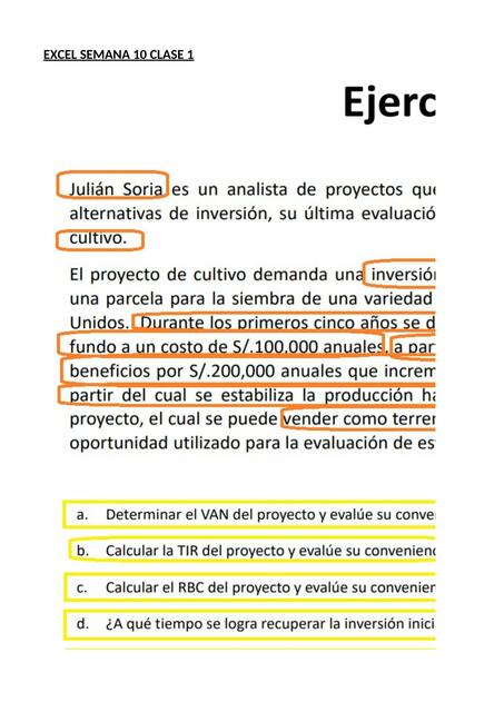 SEMANA 10 EXCEL INDICADORES VAN TIR JULIAN SORIA Y