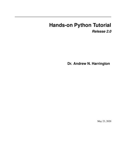 Hands on PythonTutorial