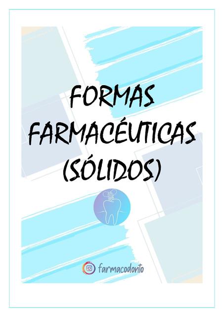 FORMAS FARMACÉUTICAS I SÓLIDOS 