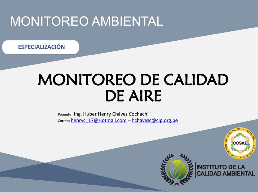 MONITOREO DE CALIDAD DE AIRE