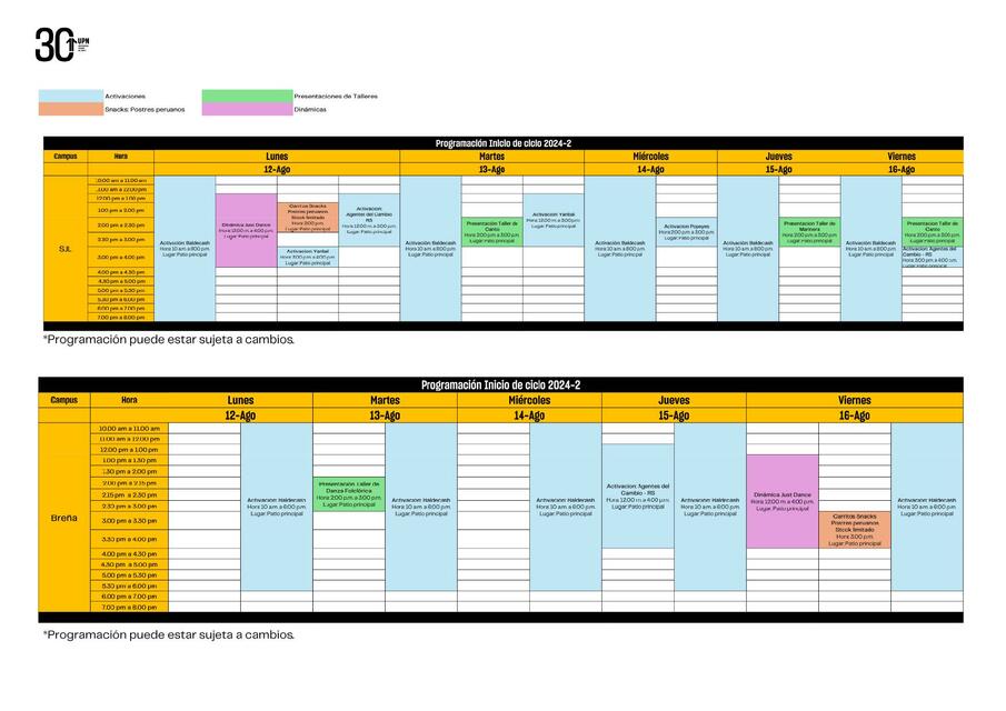 upn programacion inicio de ciclo 2