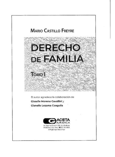 Tomo I Derecho de Familia Mario Castillo Freyre