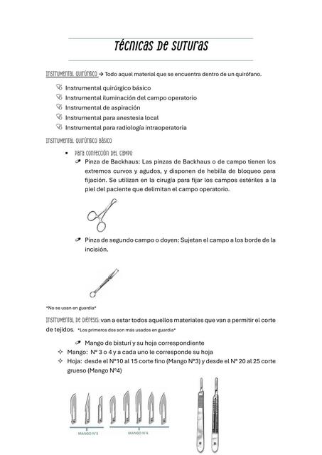 Técnicas de suturas clases