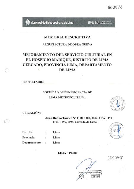 ejemplo MEMORIA DESCRIPTIVA