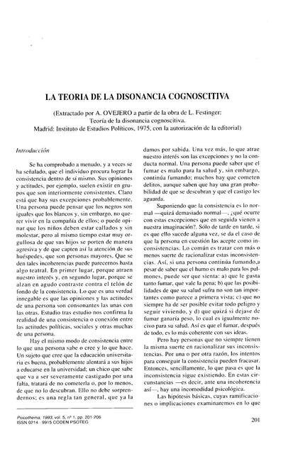 TEORÍA DE LA DISONANCIA COGNITIVA 1