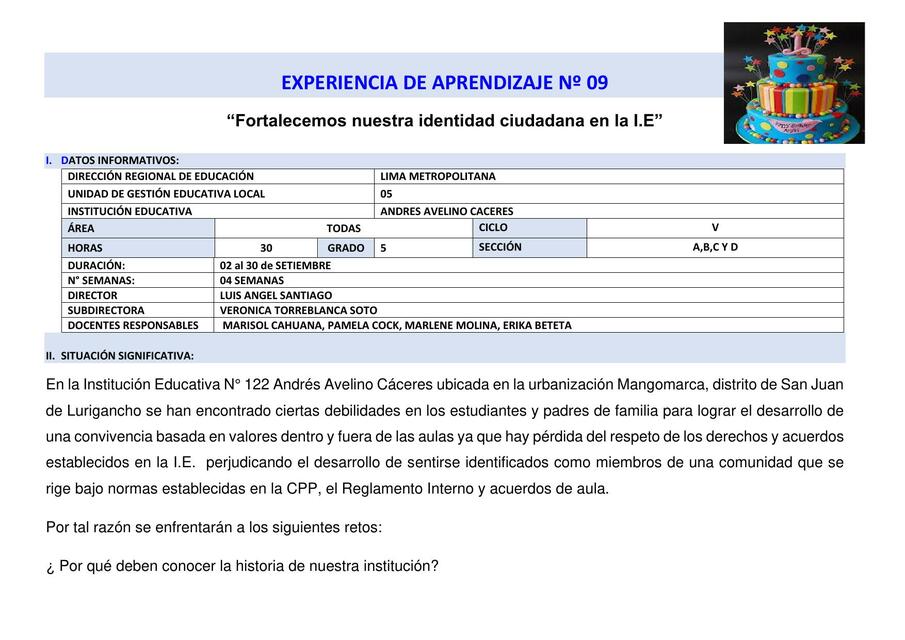 EXPERIENCIA 08 SETIEMBRE 2