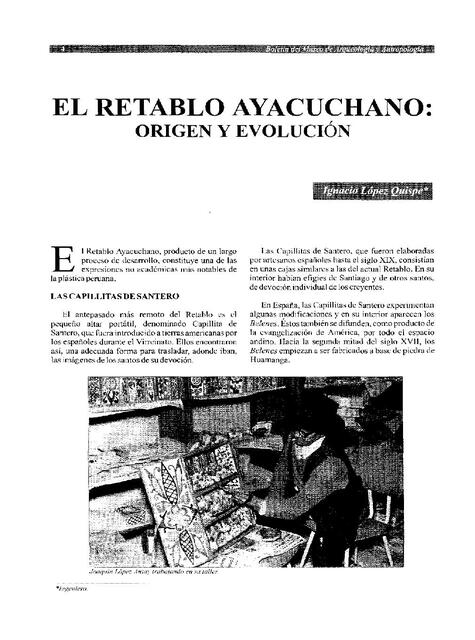 RETABLO AYACUCHANO ORIGEN Y EVOLUCION