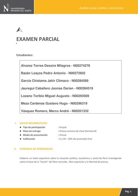 Examen parcial de Analisis social politico y econo