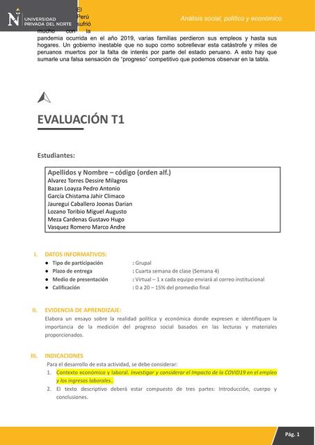 Evaluación T1 de Analisis social politico y econo