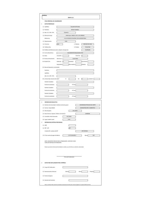 FICHA DE PERSONAL BETZAY SALAZAR