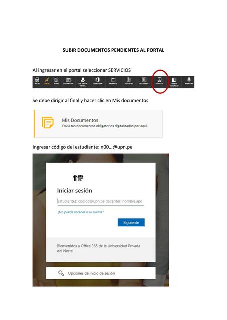 SUBIR DOCUMENTOS PENDIENTES AL PORTAL