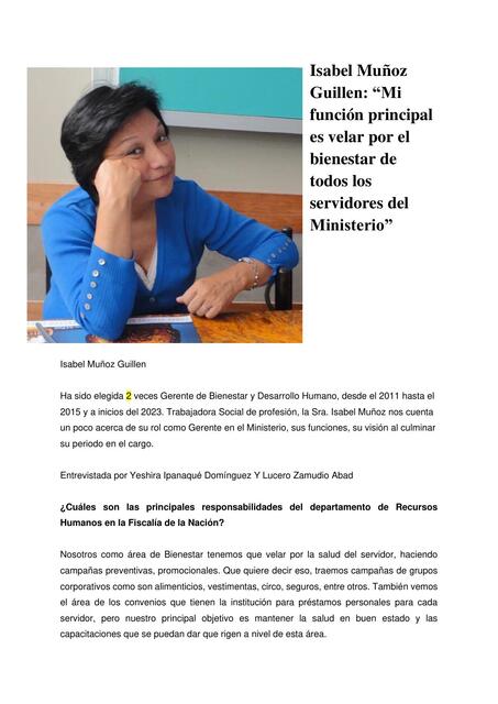 Entrevista a la Gerente de Bienestar de Recursos H