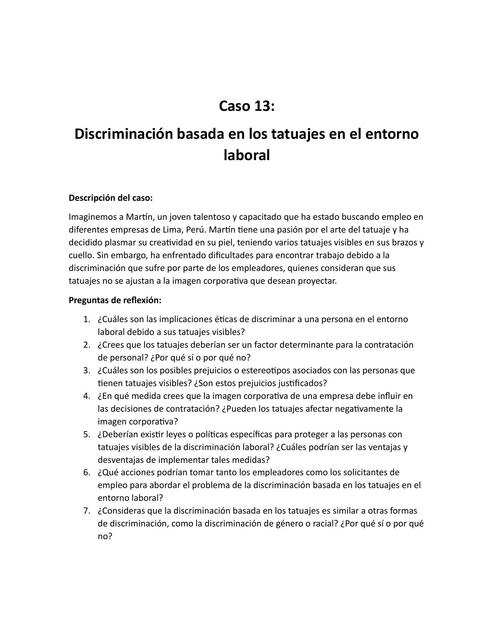 Caso 13 Caso tatuaje discriminación