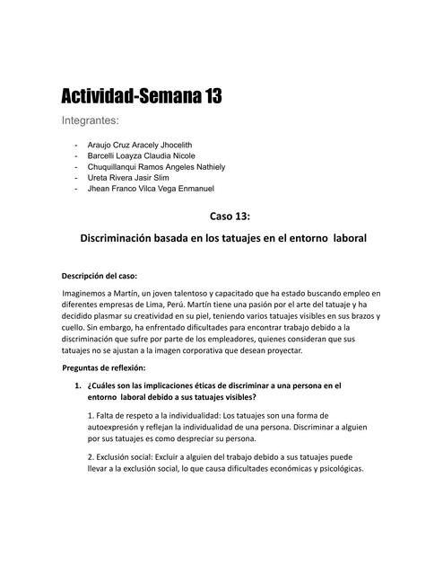 Caso 13 Caso tatuaje discriminación