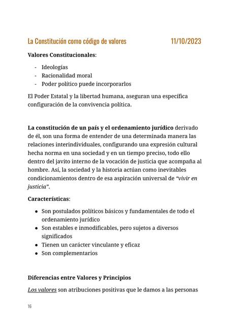 La Constitución como código de valores