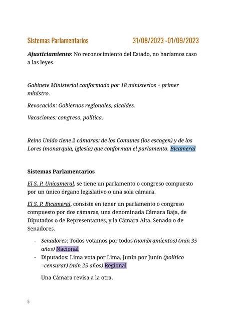 Sistemas Parlamentarios