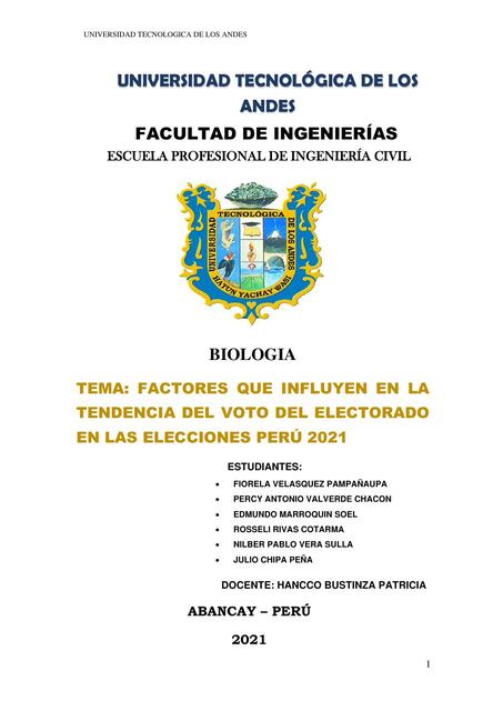 MONOGRAFIA TENDENCIA ELECTORAL OBJETIVOS