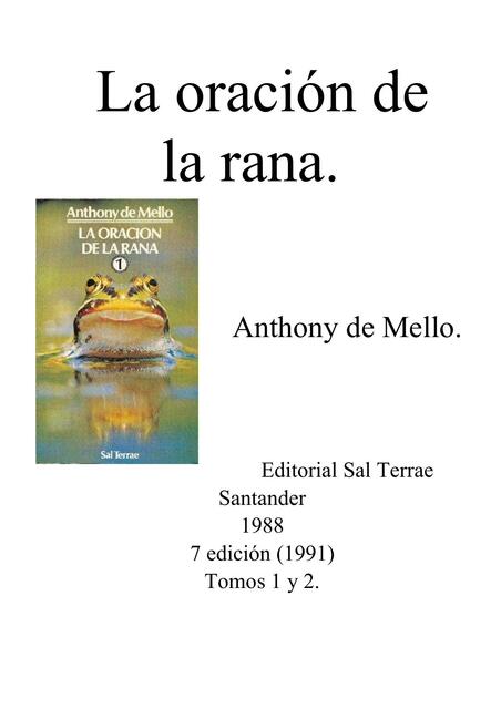 La oración de la rana Anthony de mello