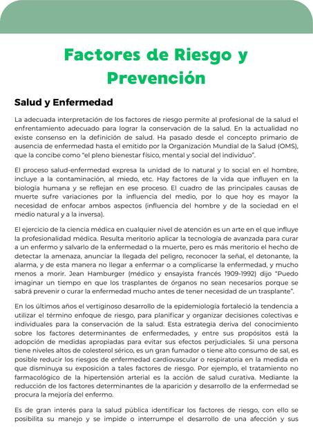 Factores de Riesgo y Prevención