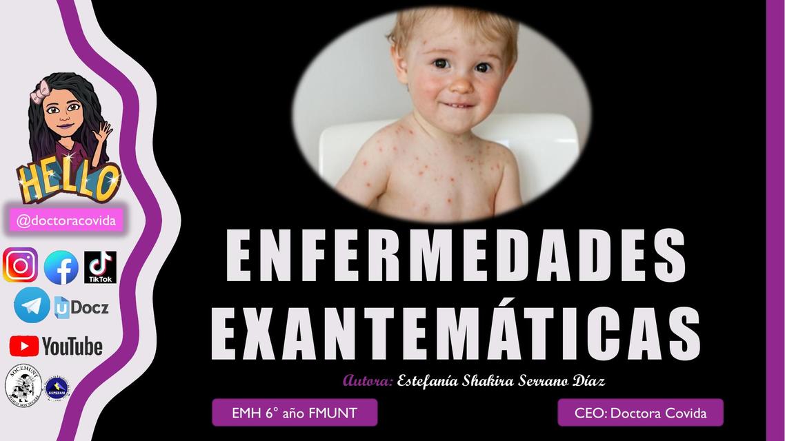 ENFERMEDADES EXANTEMÁTICAS infectologia y pediatria