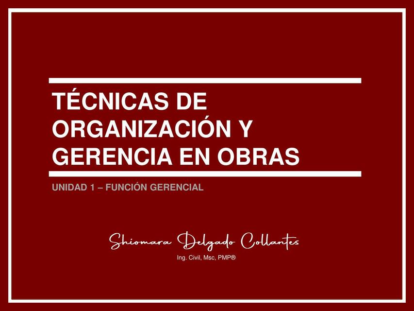 Técnicas de organización y gerencia en obras 