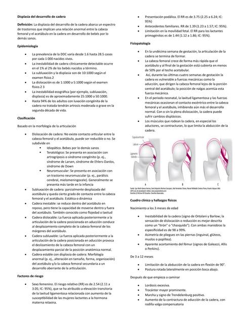 Displasia del desarrollo de cadera