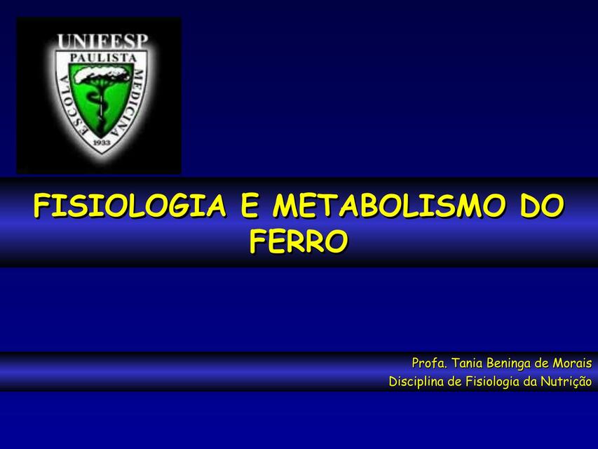 Fisiologia Metabolismo Do Ferro