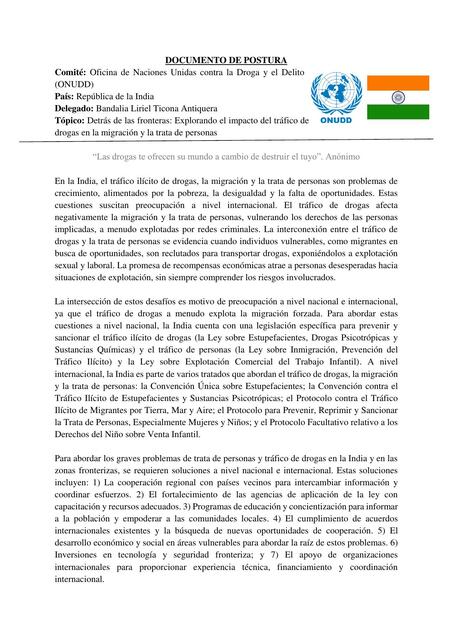 Documento de Postura India (modelo)