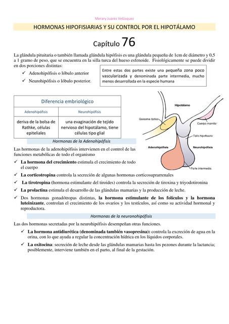 RESUMEN HORMONAS HIPOFISIARIAS CAP 76 MERARY JUARE