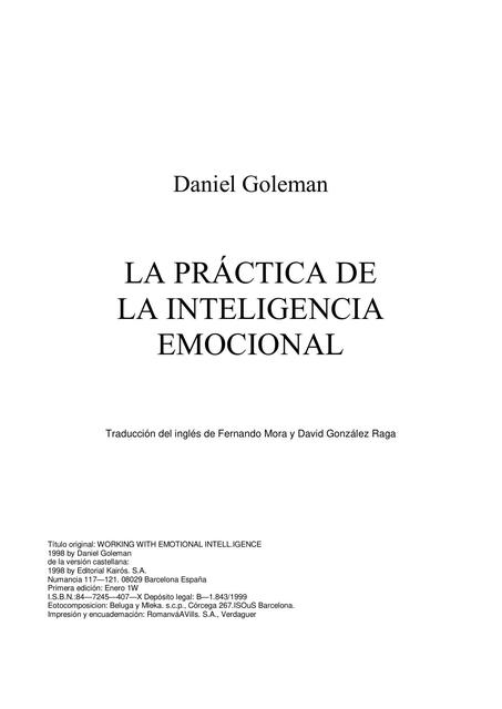 LECTURA 5 LA PRÁCTICA DE LA INTELIGENCIA EMOCIONAL