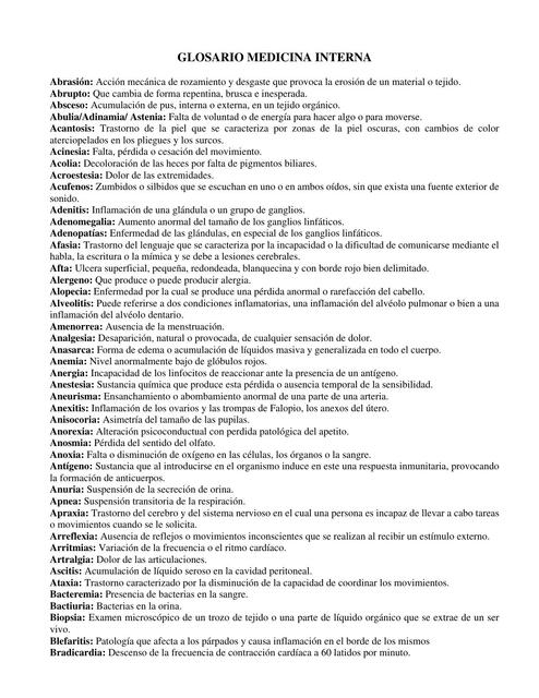 Flashcards de Medicina Interna Glosario | Por AndresS | uDocz
