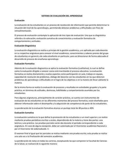 SISTEMA DE EVALUACIÓN DEL APRENDIZAJE